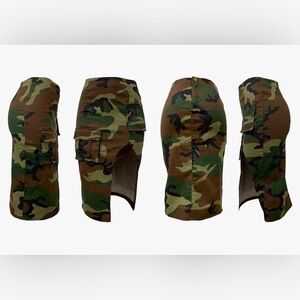 Camouflage Midi Length Cargo Skirt